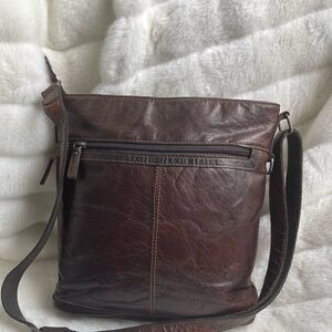 Jack Georges Voyager handmade brown leather large crossbody bag.